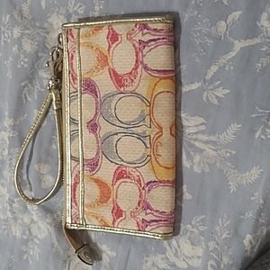 Rainbow coach wristlet